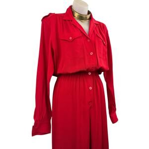 Vintage 80's LIZ CLAIBORNE USA rayon red jumper size 8